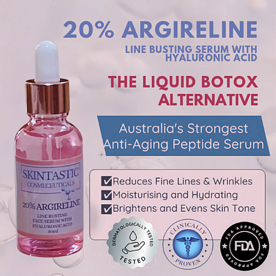 Skintastic 20% Argireline Serum with Hyaluronic Acid, fast $3 shipping Australia wide clinically proven, buy now pay later with zippay and afterpay